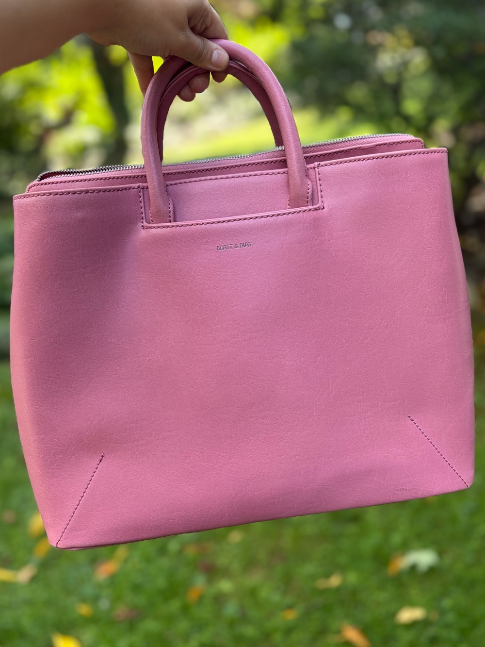 MATT & NAT Large Kintla Vintage Vegan Leather Tote in Bubblegum Pink W Strap